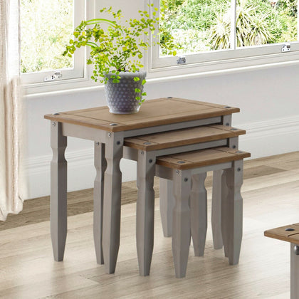 Nest of Tables Grey Wax Piccolo Solid Pine 3