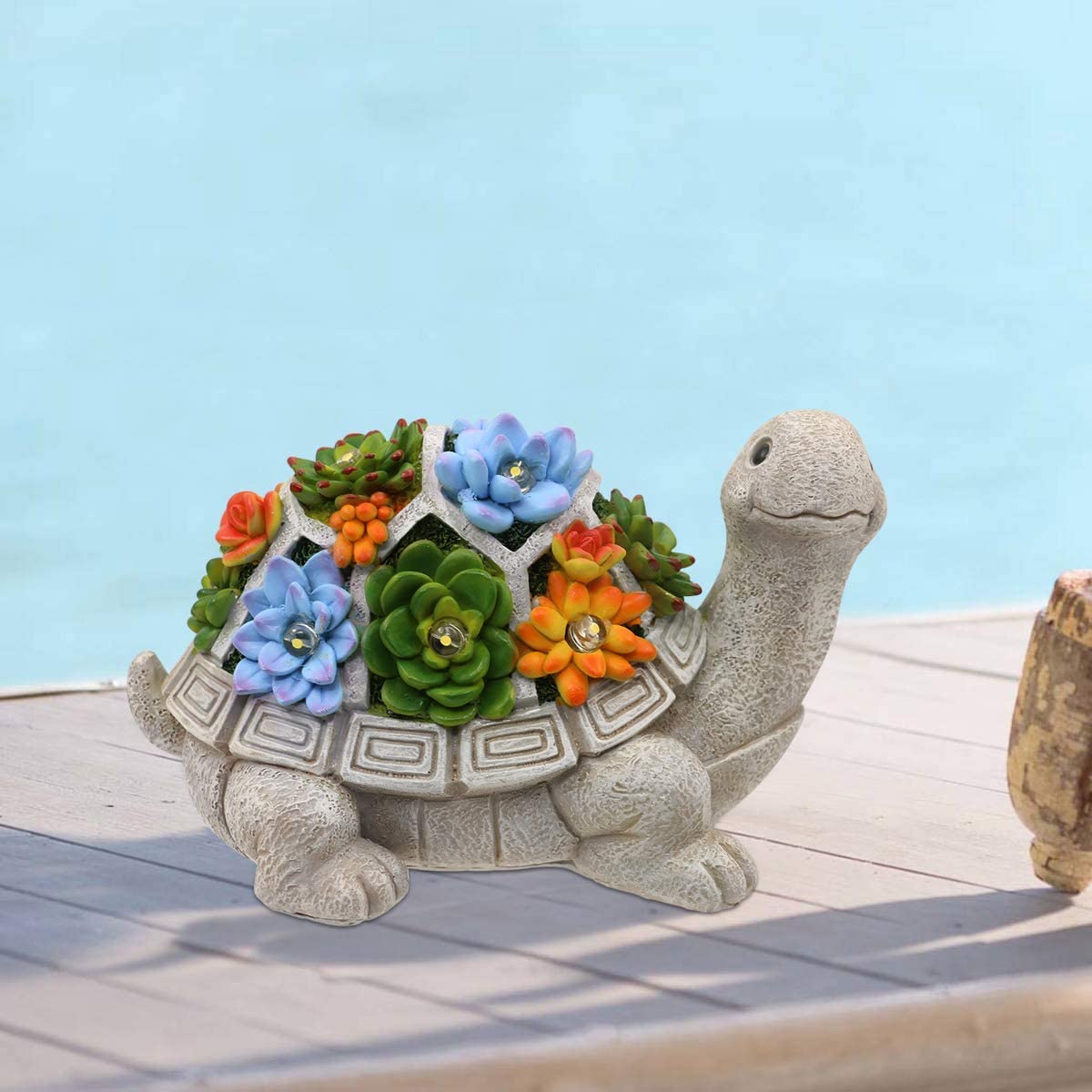 Solar Turtle Statue Garden Ornaments Outdoor Decorations