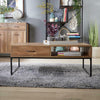 Coffee Table Storage Organiser Oak Effect Industrial Metal Living Room Furniture