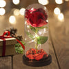 Artificial Flower Led Light in Glass Dome on Wooden Base