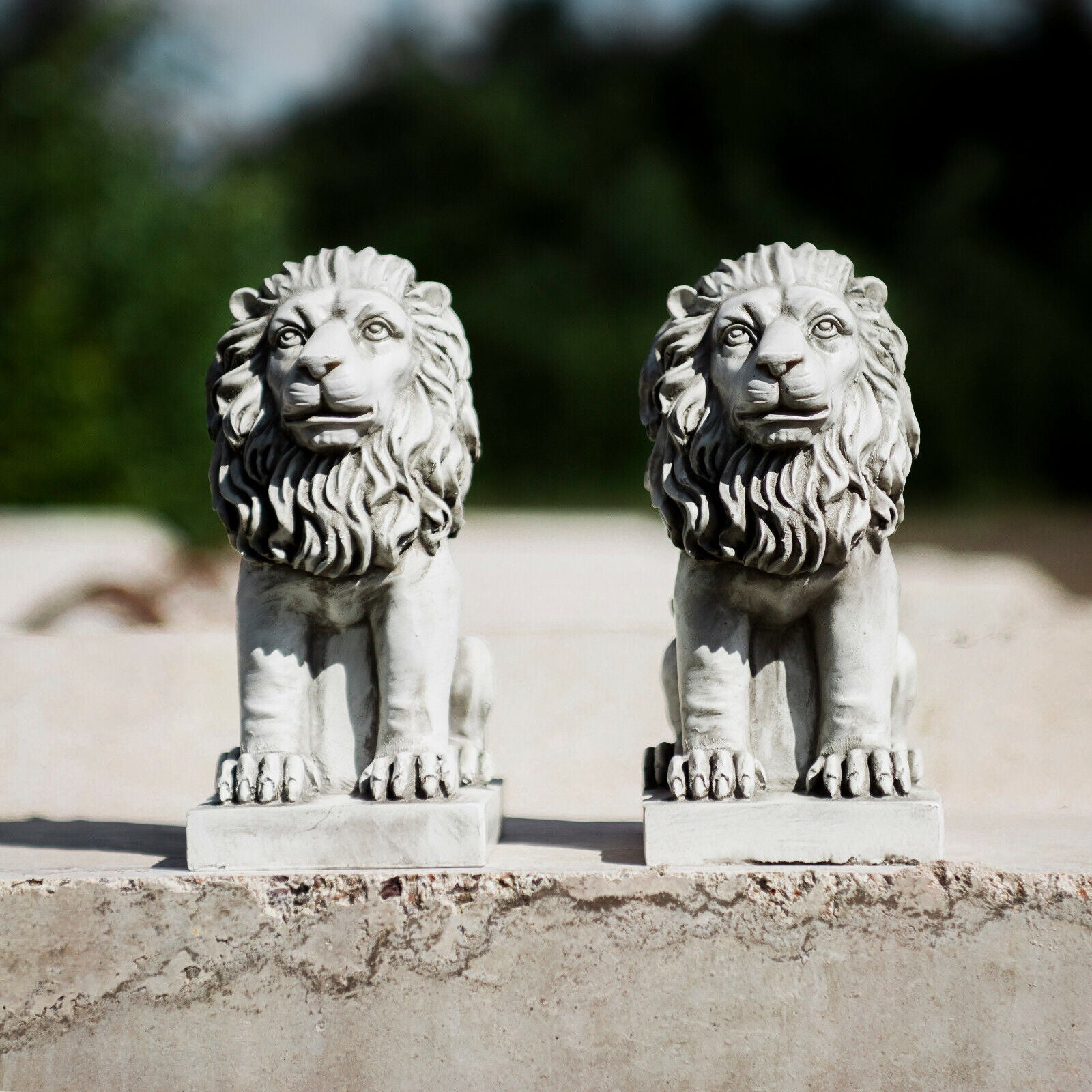 2pc Stone Effect Garden Lions Ornaments Statues Sculptures Decor Outdoor King