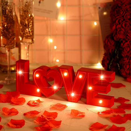 Love Sign Decoration Table Top Décor with 1000 Pieces Artificial Rose Petals
