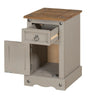 Bedside Pot Cupboard Grey Wax 1 Door Drawer Cabinet