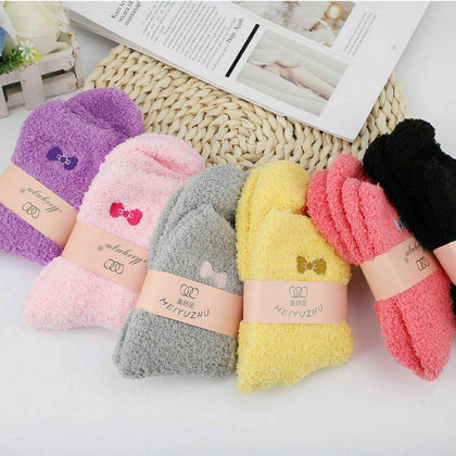 3 Pairs Ladies Women Girls Soft Fluffy Socks Warm Winter Cosy Lounge Bed Sock