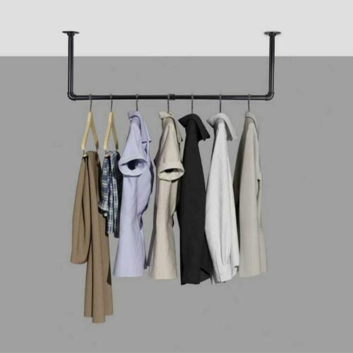 Industrial Pipe Clothes Rack 92cm Wall Mounted Detachable Garment Hanging Rail
