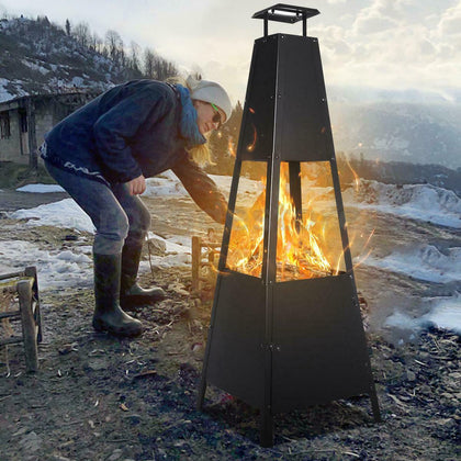 Metal Pyramid Steel Garden Patio Fire Pit Log Burner Heater