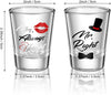 2 Pieces Mr. and Mrs. Right Novelty Shot Glasses 2 oz Funny Wedding Wine Glasses for Engagement Present Anniversary Present Bridal Shower Present