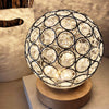 Crystal USB Table Lamp Silver Crystal Ball with Wooden Base Bedside Table Lamp