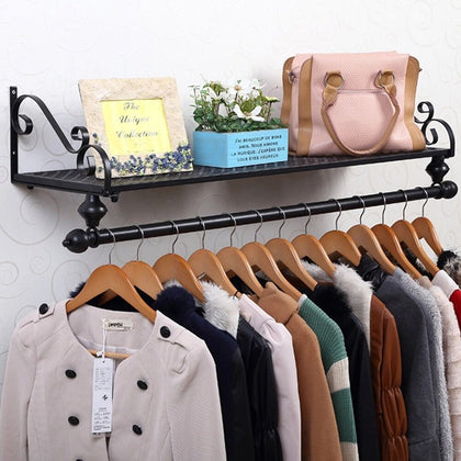 100cm Clothes Rail Wall Mounted Garment Hanging Rack Shelf Wardorbe Heavy Duty