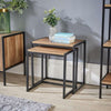 Nest of 2 Tables Stackable Square Living Room Furniture Industrial Metal Units