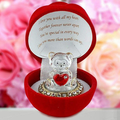 Red Rose Glass Teddy Bear Gift