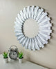 50cm Sunburst Wall Mounted Silver Mirror Large Home Decor Round Modern Vanity