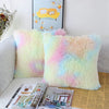 Set of 2 40 x 40cm Faux Fur Fluffy Cushion Covers Soft Throw Pillow Case 16x16 Rainbow Decorative Square Plush Pillowcase for Livingroom Sofa Bedroom