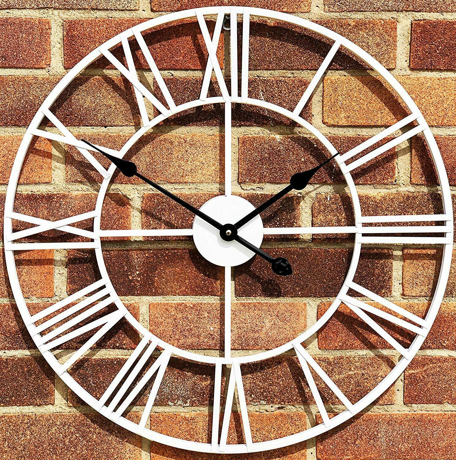 60cm White Metal Roman Clock