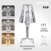 LED Crystal Table Lamp Diamond Rose Bar Night Light Touch Atmosphere Bedside USB