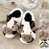 Women Men Cute Cow Slippers Fluffy Warm Cozy Shoes Anti-slip Home Indoor Shoes