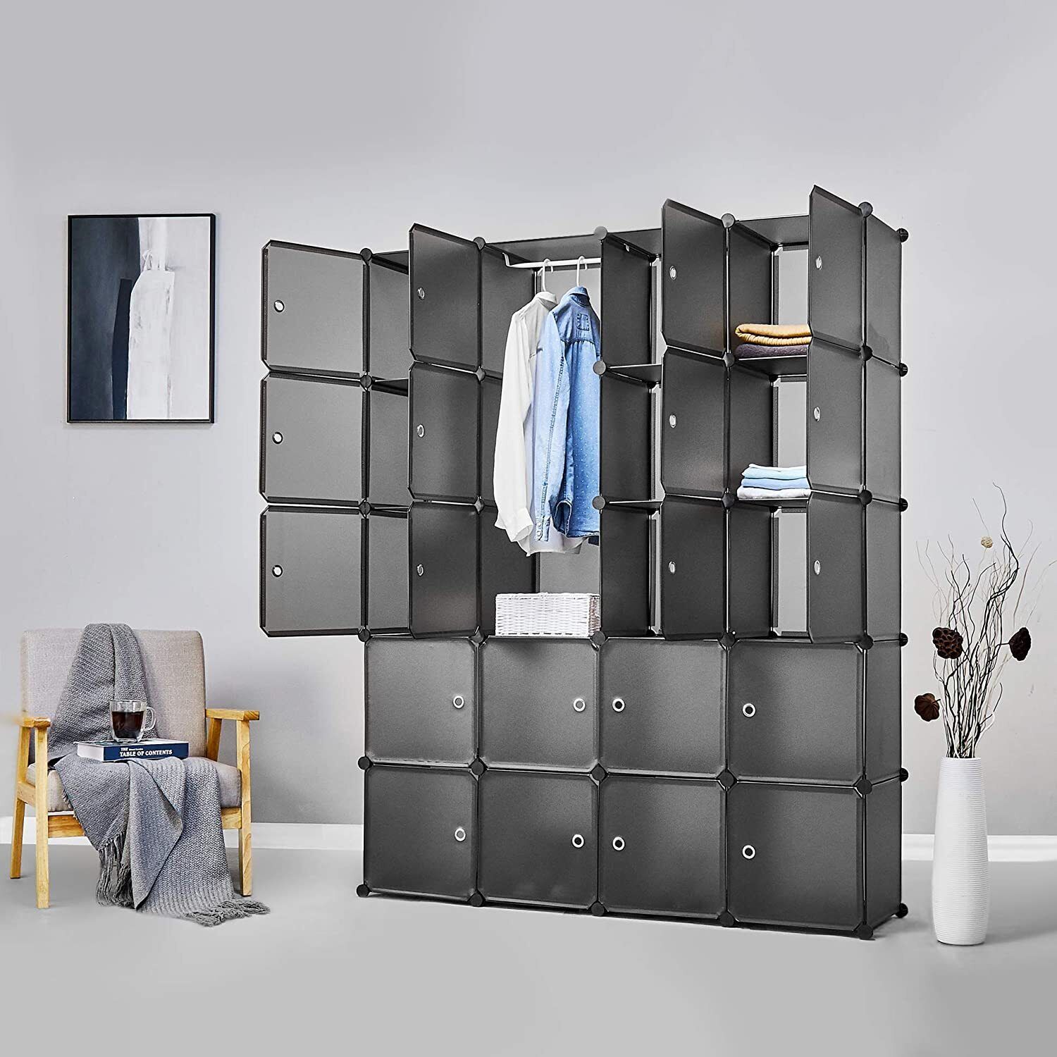 20/18 Cube Plastic Wardrobe Cupboard Closet Cabinet Organizer Storage Furniture