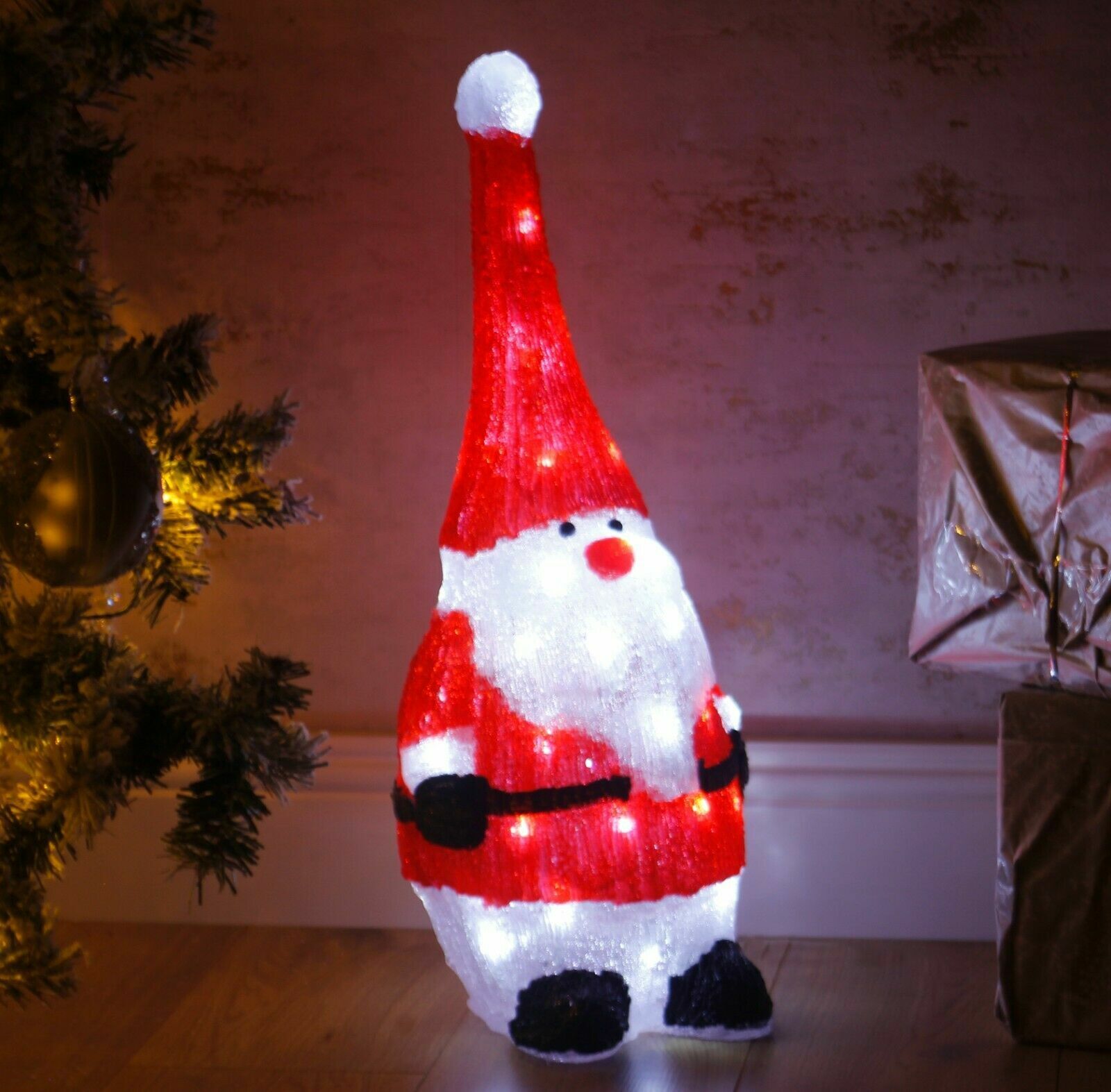 Christmas large santa Acrylic LED Light Up Decoration Festive Indoor Outdoor Figurine Xmas
