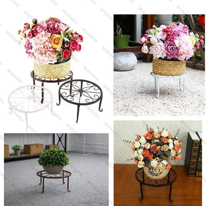 Metal Plant Pot Holder Stand Flower Display Shelf Garden Patio In/Outdoor Black