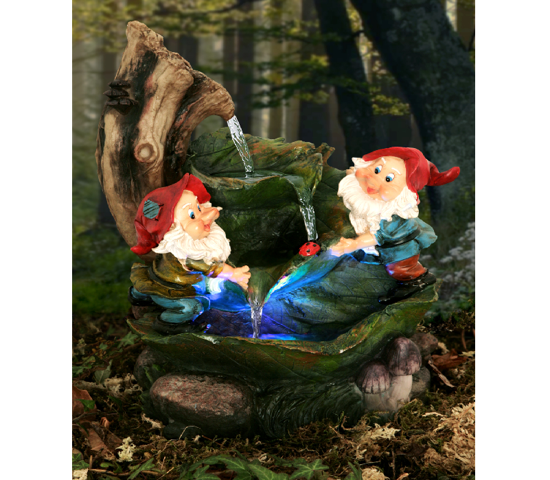 Gnomes Water Feature Fountain Gnome Classic Fountain with LED Lights Garden