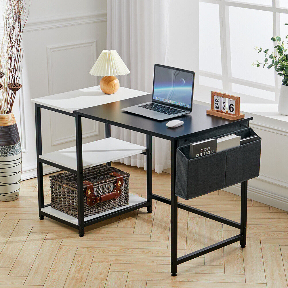 120cm Large Computer Desk PC Laptop Table Corner Home Office Table+Shelves