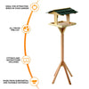 Traditional Wooden Bird Table Garden Birds Feeder Feeding Station Free Standing