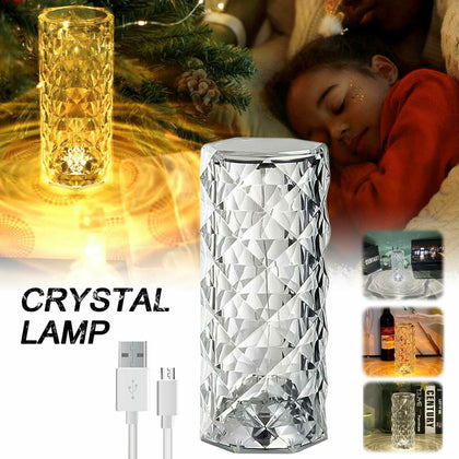 LED Crystal Table Lamp Diamond Rose Bar Night Light Touch Atmosphere Bedside UK