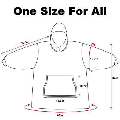 Hoodie Blanket Reversible Oversized Ultra Plush Sherpa Giant Hooded Sweatshirt