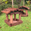Set of 2 Hanging Wooden Bird Table Feeders Rustic Garden Wild Seed Feeder