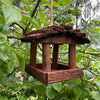 Set of 2 Hanging Wooden Bird Table Feeders Rustic Garden Wild Seed Feeder