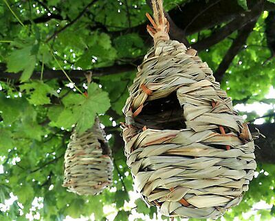 5x Small Wicker Nesting Bird Houses Natural Material Shelter Hanging House Tree