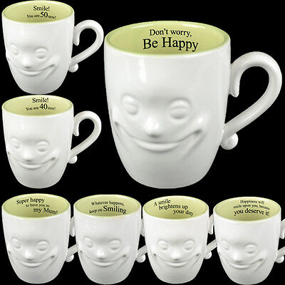3D SMILING FACE MUG TEA COFFEE GIFT SET NOVELTY