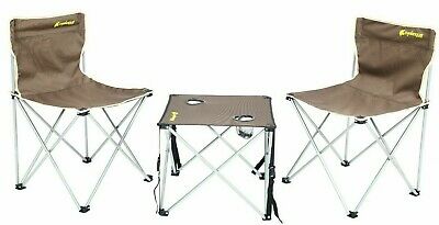 2 x Folding Canvas Camping Chair and Table Portable Fishing Beach Outdoor Garden