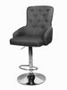 Dark Grey Linen Swivel Bar Stool Chair Studded Back Kitchen Breakfast Chair