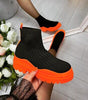 Sock Ankle Boots Ladies Winter Mid Calf New Comfy Casual Chunky Heel Shoes Size