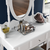 Modern Dressing Table White Makeup Desk Mirror 1 Drawer Stool Vanity Set Bedroom