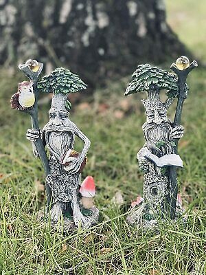 2pc Tree Man Statue Set Resin Fairy Garden Decoration Pair Outdoor Ornament 22cm
