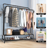 Heavy Duty Double Clothes Rail Rack Garment Hanging Stand Shoes Storage Shelves