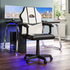 Computer Chair, White & Black, Office Executive Adjustable Swivel Recliner PU Faux-Leather