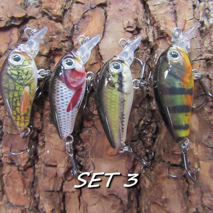 4 x Genuine Realscale pike perch trout lures mini floating crank fishing baits
