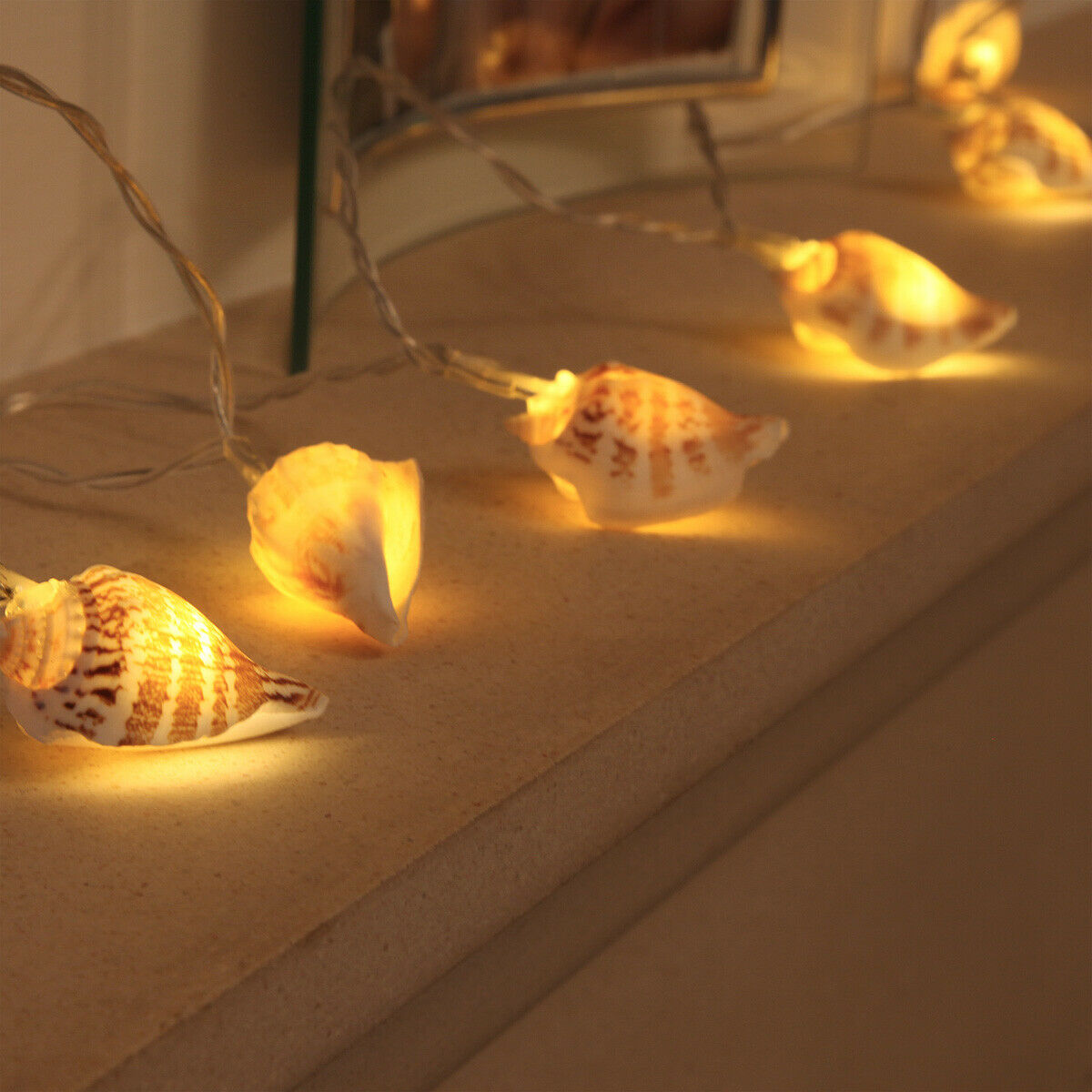 1.5m Battery Nautical REAL Sea Shell LED Fairy String Lights | Bedroom Bathroom