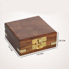 Handcrafted Wooden Box with Built in Silvertone/Goldtone Compass 7.6x7.6x3.8Cm