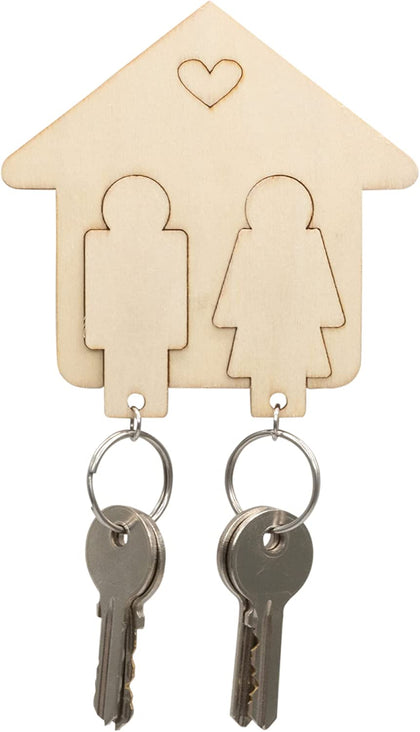 Wooden Couples Key Holder for Wall Plaque