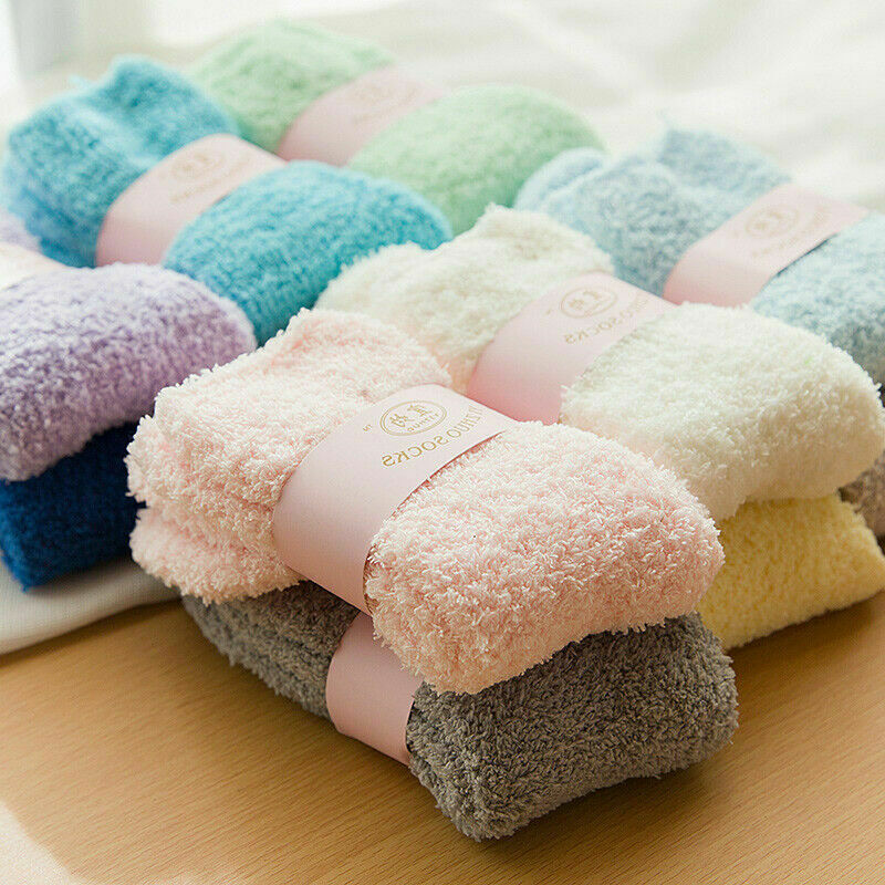 6 Pairs Winter Warm Ladies Girl Soft Fluffy Bed Socks Lounge Slipper Fleece Sock