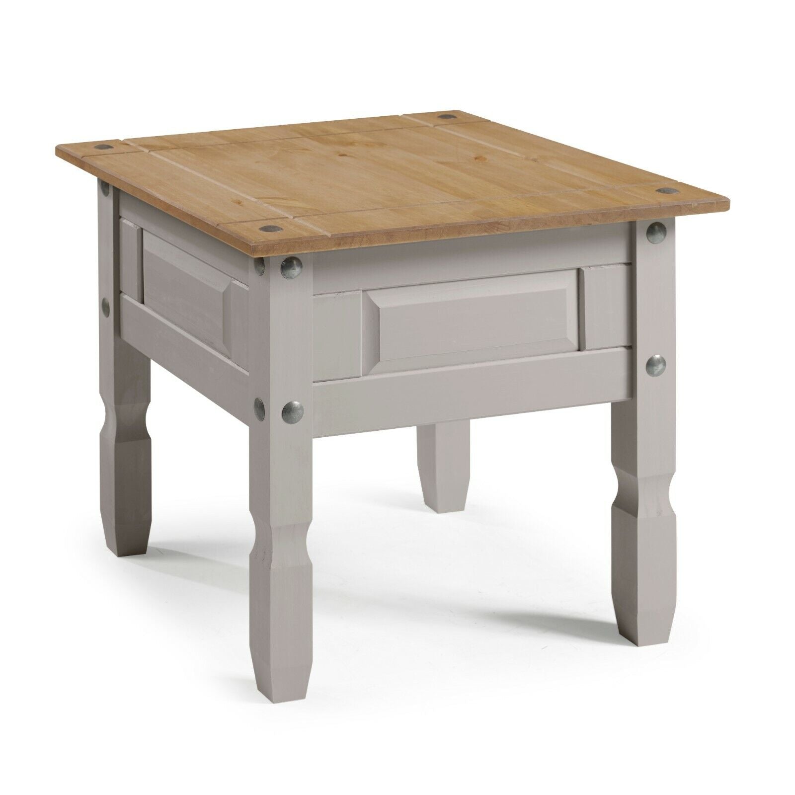 Lamp Table Grey Wax Solid Pine