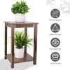 Antique 2-Tier Bamboo Plant Stand Riser Corner Side Table Living Room Furniture