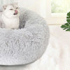 Cat Puppy Calming Plush Cushion Round Pet Bed without Zippers and Non-removable - Grey Diameter