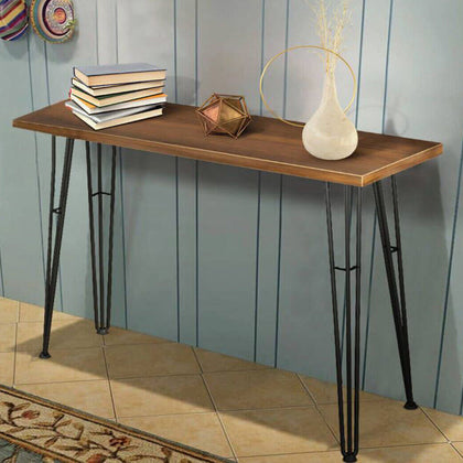 Rustic Solid Wood Narrow Console Table Hairpin Legs Radiator Cover Console Shelf