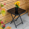 Folding Outdoor Garden Coffee/Drinks/Side Table, Black Steel & Glass