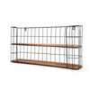 2 Tier Wall Mounted Storage Shelf Rack Metal Wire & Wood Display Shelving Unit